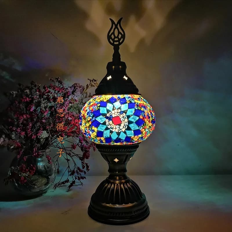 Lampe De Table en mosaïque Vintage Art déco fabriqué à la main Lamparas De Mesa mosaïque verre lit l
