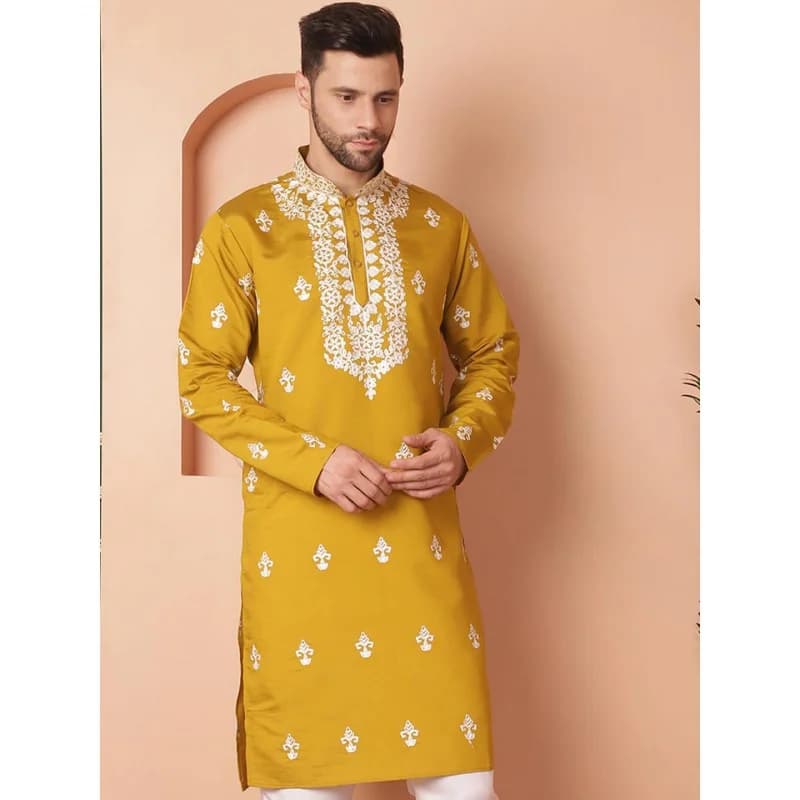 Kurtaasuha imprimé numérique pour hommes, coupe régulière, col Mandarin, long, adapté à toutes les o