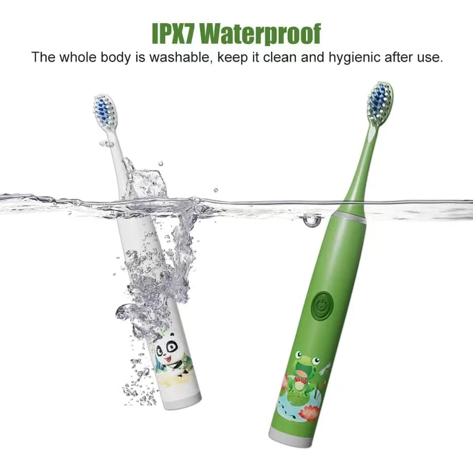 Brosse à dents électrique sonique pour enfants, dessin animé coloré, Rechargeable, fourrure douce, a