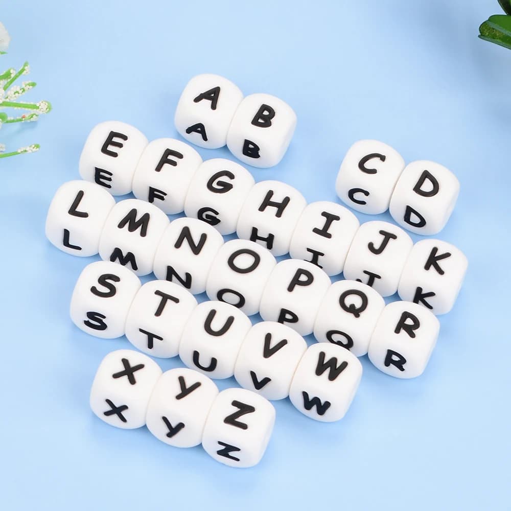 LOFCA 40 pièces/lot Alphabet 12mm lettre de qualité alimentaire perles en Silicone bébé perle sucett