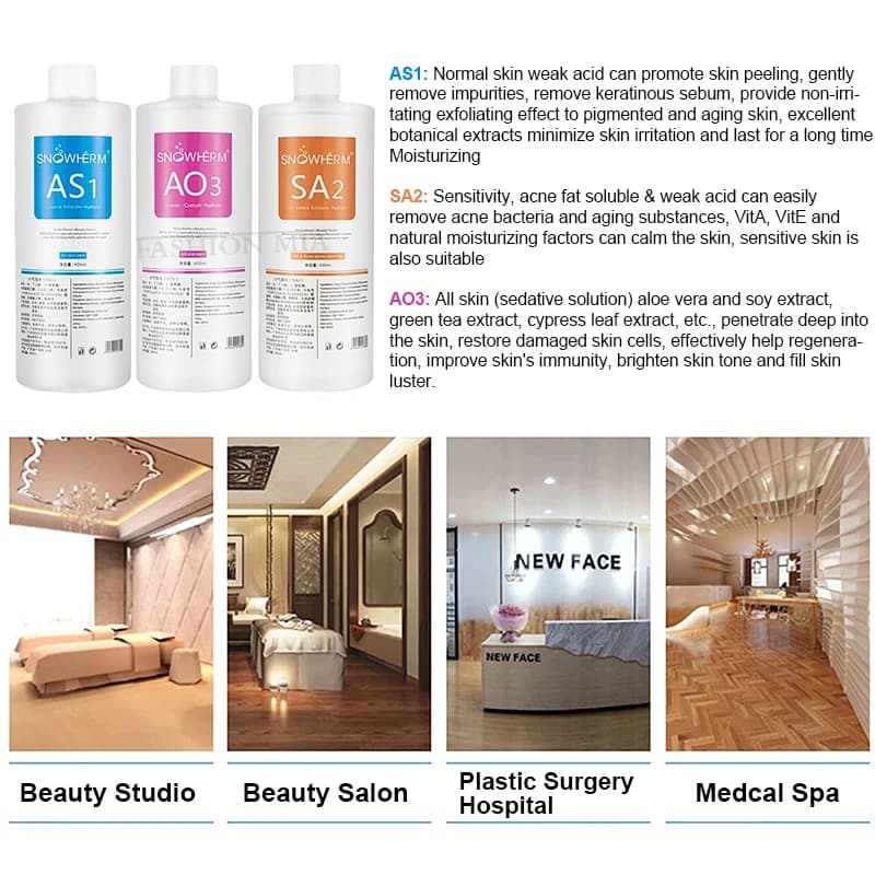 Solution Aqua Peel AS1 SA2 AO3, 3 pièces/1200ml, Dermabrasion pour le visage, soins de la peau, nett
