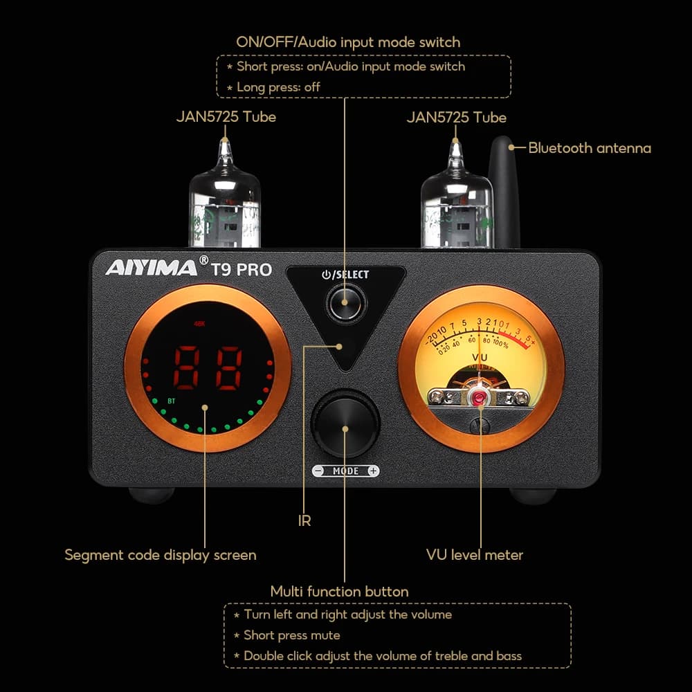 AIYIMA T9 PRO APTX HD amplificateur Bluetooth Audio 100Wx2 HiFi amplificateur de puissance stéréo US