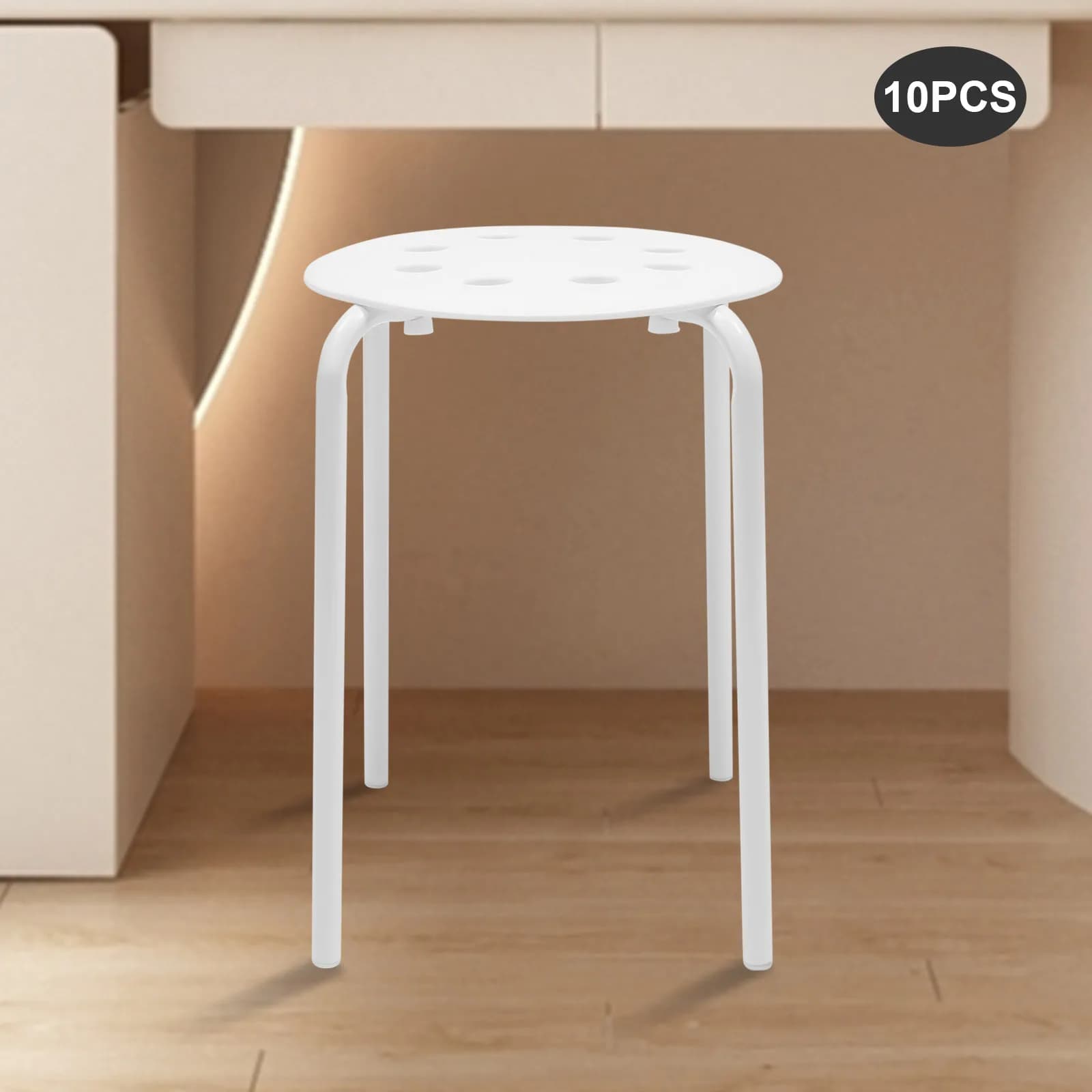 Paquet de 10 tabourets empilables en plastique portables blancs pour salle de classe, ensemble de ta