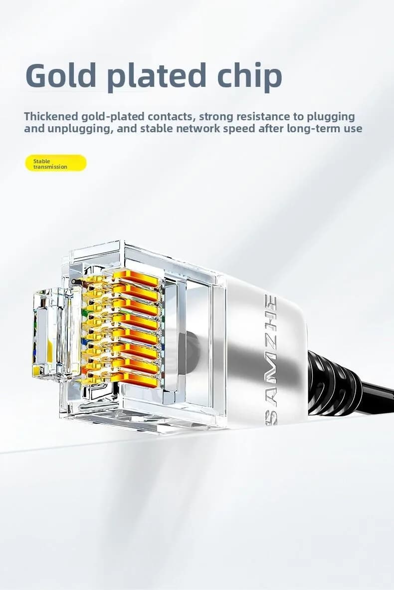 Câble Ethernet fin SAMZHE Cat6A 10 Gbps, cordon de raccordement réseau compatible avec 100 Mbps/1 Gb
