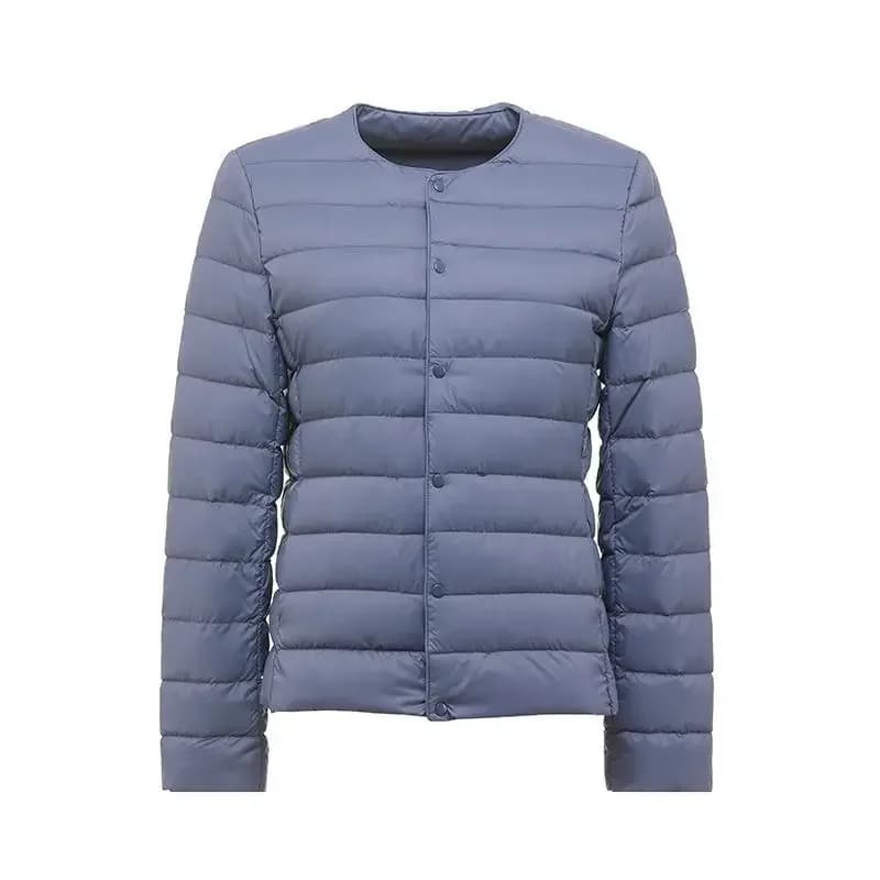 Parka en duvet de canard blanc pour femme, veste chaude, coupe couvertes, manteau sans col ultralége