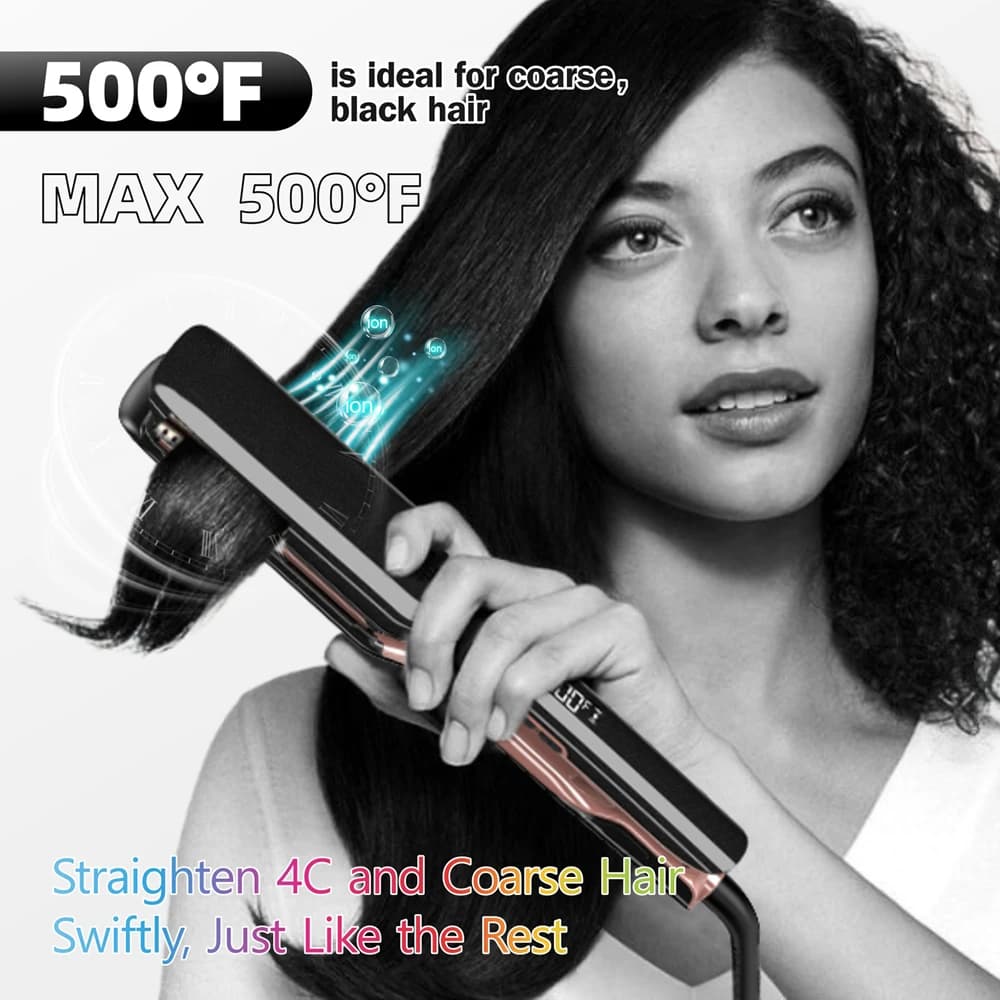 Lisseur de cheveux professionnel traitement à la kératine plaque large 500 ° Les fers plats F Hair p