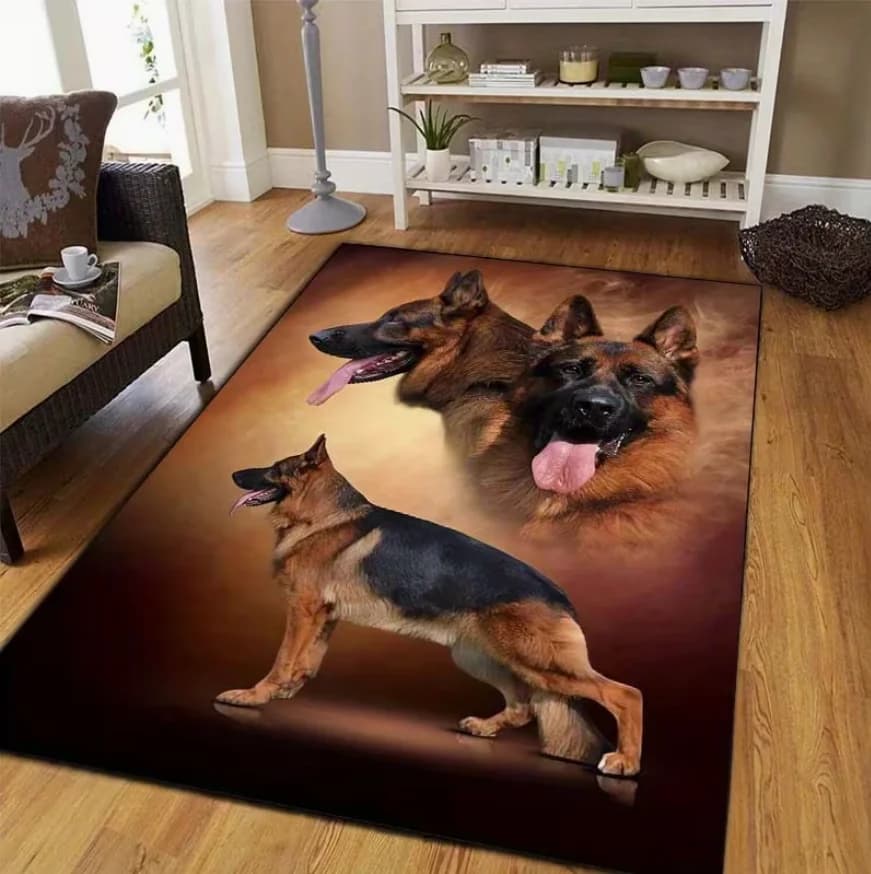 Tapis de salon Berger Allemand, thème mignon et apaisant, antidérapant, doux, facile à nettoyer, déc