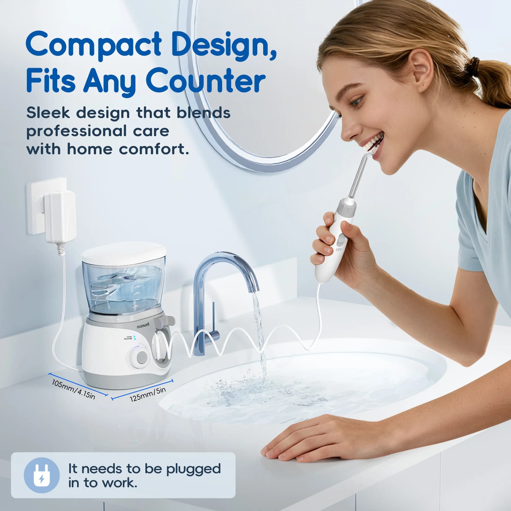 Hydropulseur domestique, 10 pressures réglables, grande capacité de 600 ml, 6 buses domestiques, irr