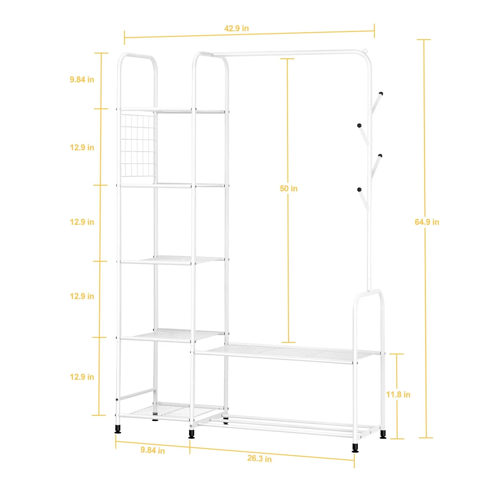 Vêtements autoportants T1 avec étagères, porte-vêtements pour confronterVêtements avec chaussure T1 