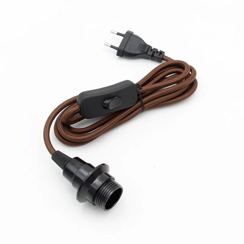 Cordon d'alimentation Standard ue de 2m avec interrupteur, support d'ampoule E14, douille de lampe p