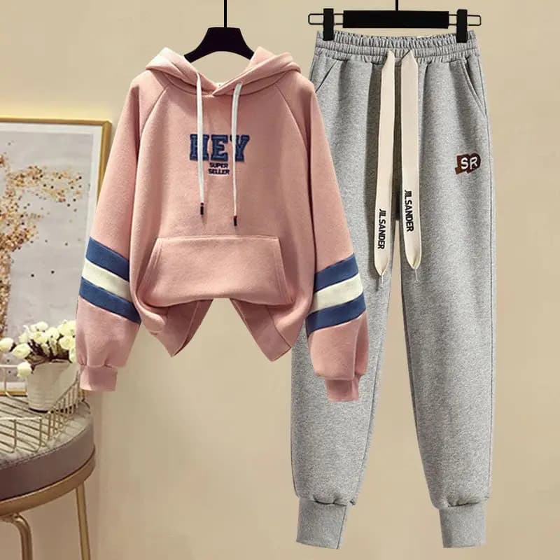 Ensemble de sport pour femmes, nouvelle Version coréenne, blocage de couleur, haut à capuche, pantal