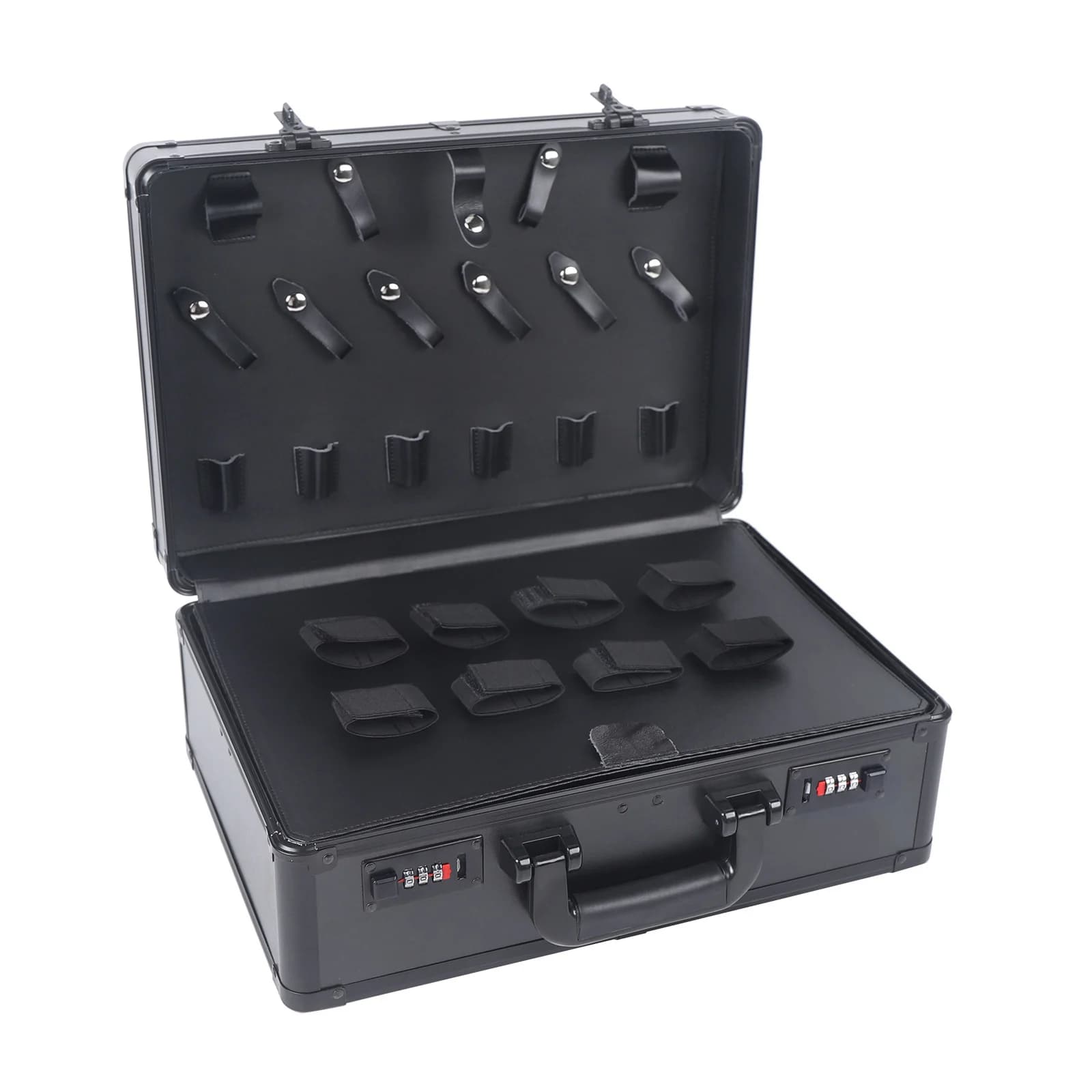 Boîte à outils de coiffure professionnelle multicouche noire, étui de rangement pour barbier, organi