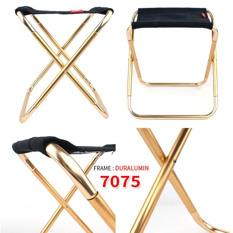 Grand tabouret pliant en alliage d'aluminium 7075, Portable, pour l'extérieur, Barbecue, pêche, Camp