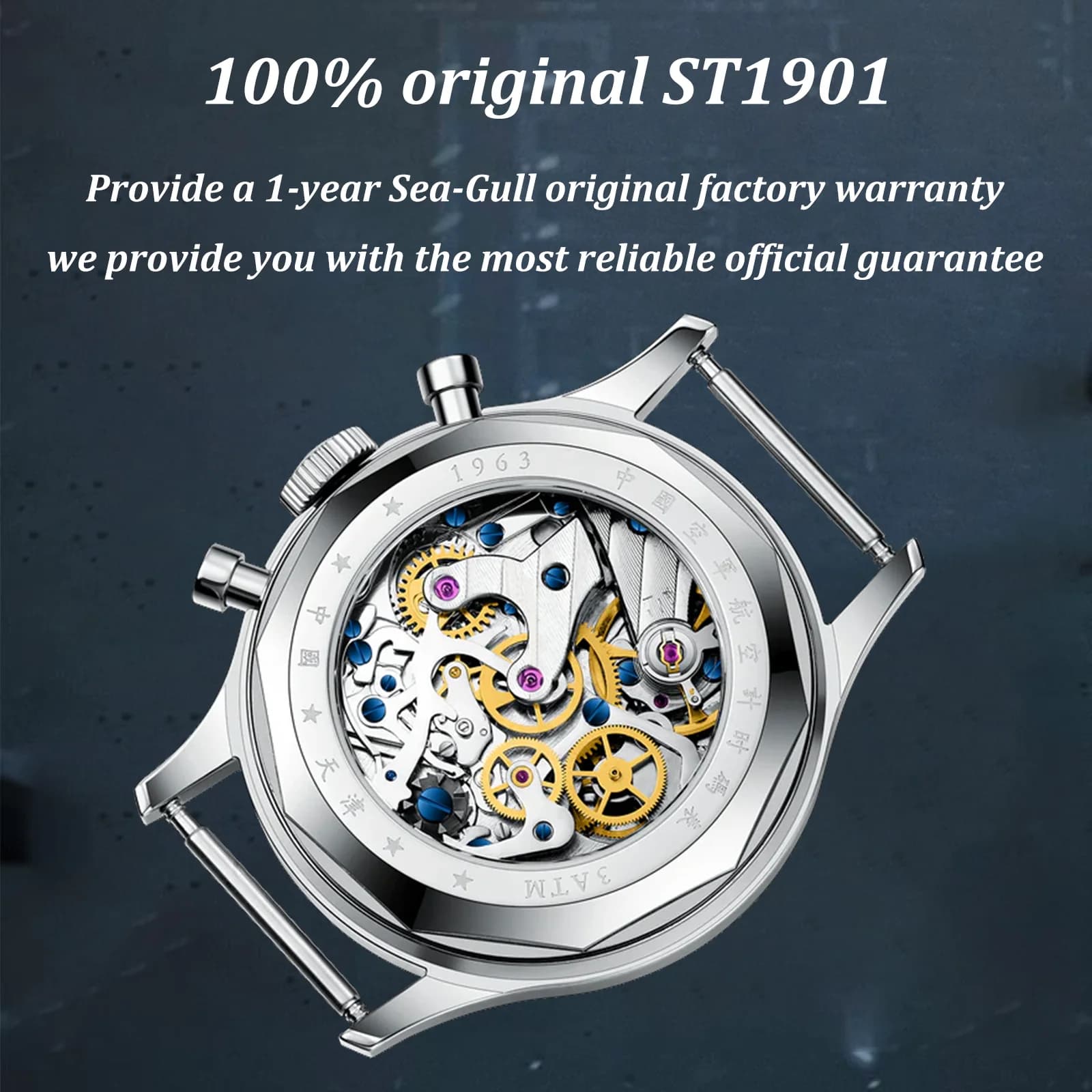 Seaghydr-Montre Pilote Mécanique ST1901 Édition Internationale pour Homme, Montre-Bracelet Chronogra