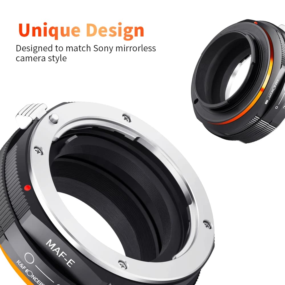 Adaptateur K&F CONCEPT pour objectifs Sony Alpha A et Minolta AF vers appareils photo NEX E
