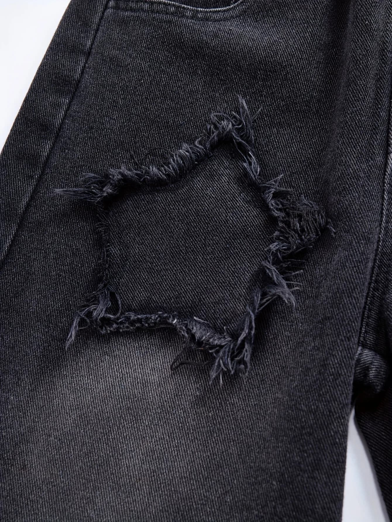 Pantalon en Denim à jambes droites pour filles, tissu délavé Y2K, motif cinq étoiles, Patchwork, pol