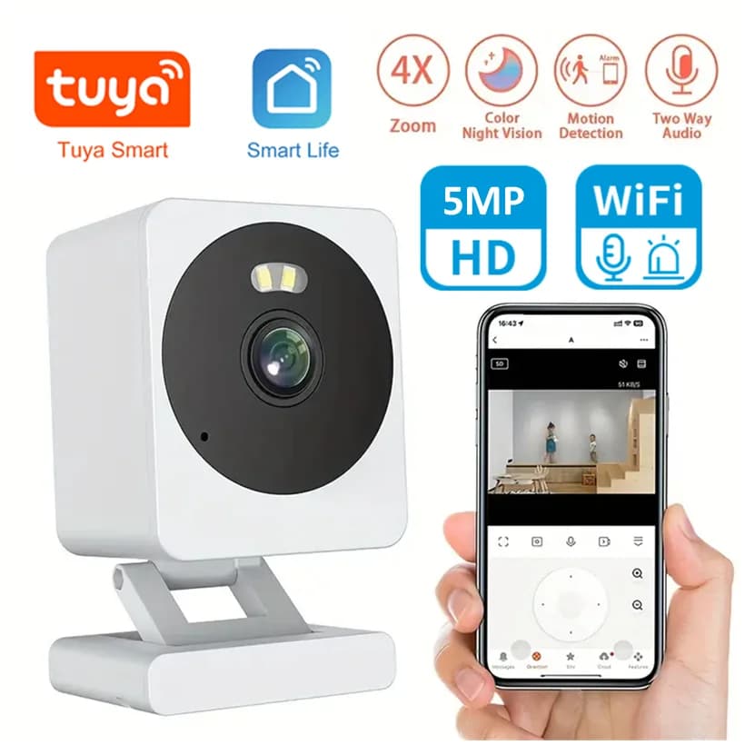 Tuya Smart Life WiFi caméra 5MP HD 1080P détection de mouvement couleur Vision nocturne caméra de Su