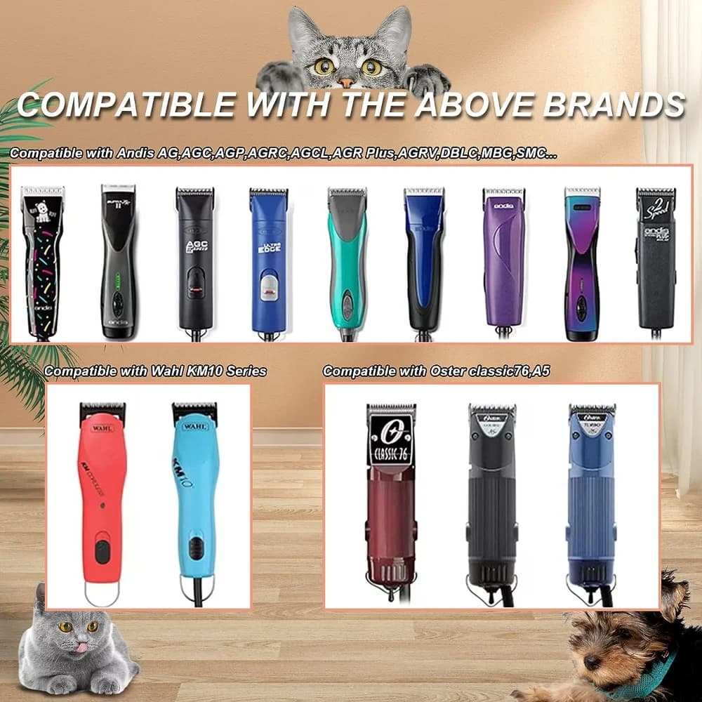 Tondeuse pour animaux de compagnie à 18 dents, lame mobile en céramique, lame de toilettage pour chi