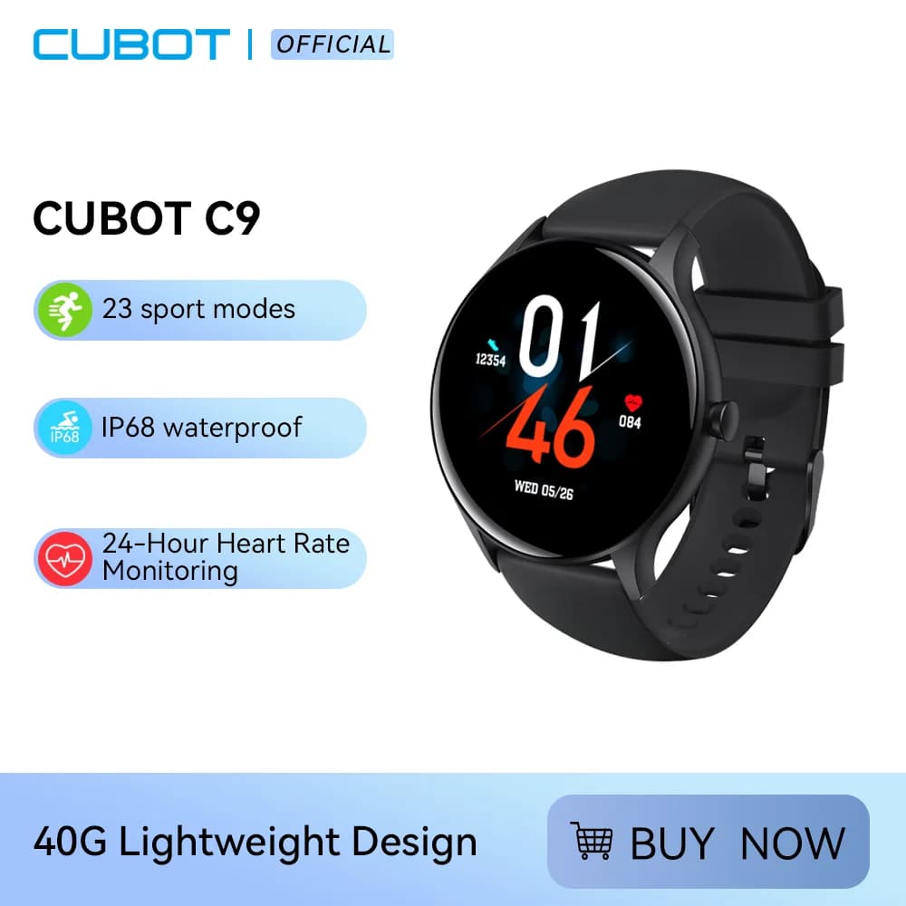 Cubot-Montre intelligente de sport C9 pour hommes et femmes, moniteur de fréquence cardiaque, fitnes