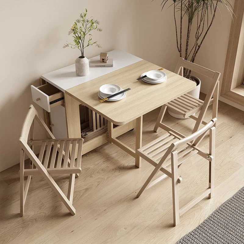 Table à manger pliante ensemble 6 chaises luxe Vintage Table à manger carrée Extensio nordique Mesas