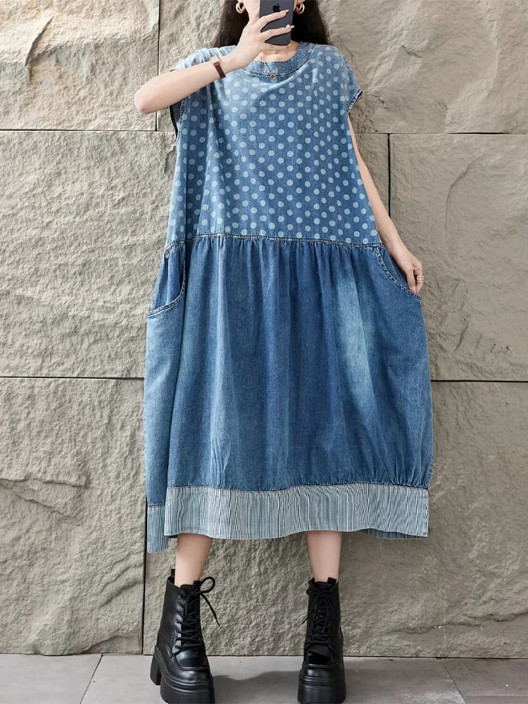 Amax LuluE 2026 Robes d'été amples pour femmes, style vintage classique à pois, design japonais, col