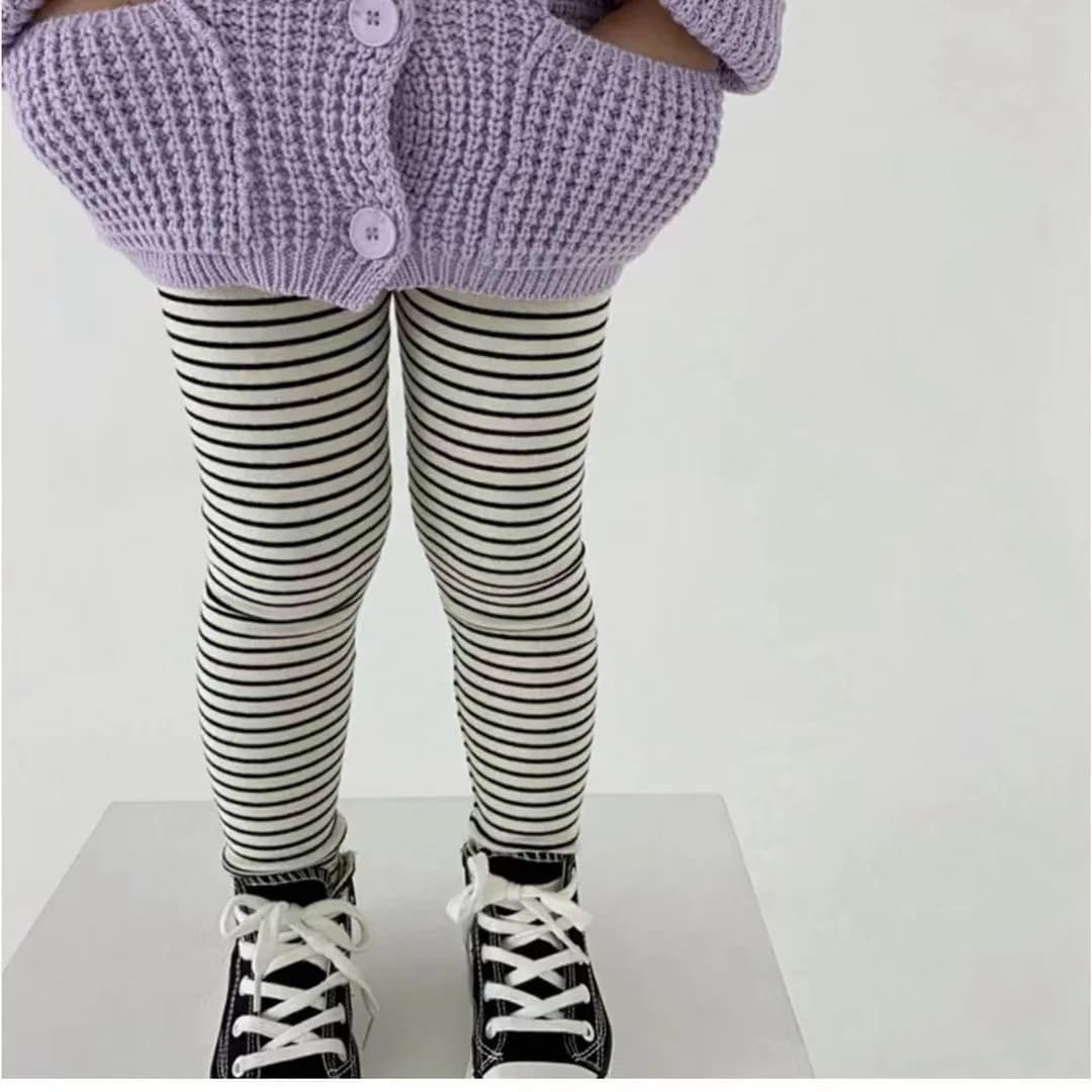 Pantalon en coton à rayures élastiques pour fille de 0 à 6 ans, vêtement pour enfant, couleur unie, 