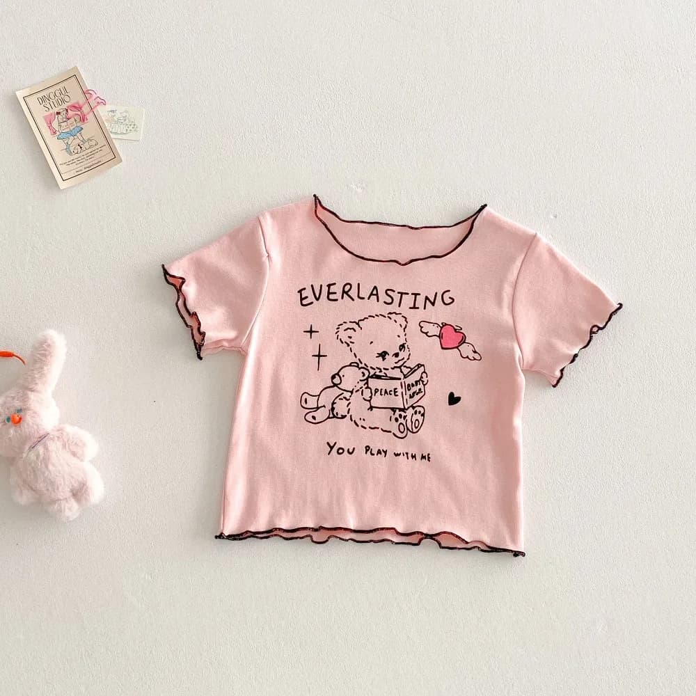 Vêtements décontractés pour bébés de 18 à 5 ans, T-shirt à manches courtes imprimé Animal de dessin 