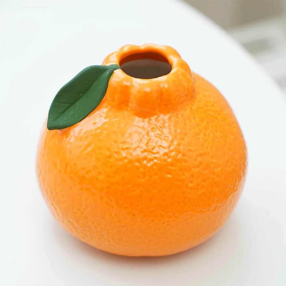 Vase en céramique, Vase Orange pour la décoration intérieure, Vase décoratif en forme de fruit, Vase