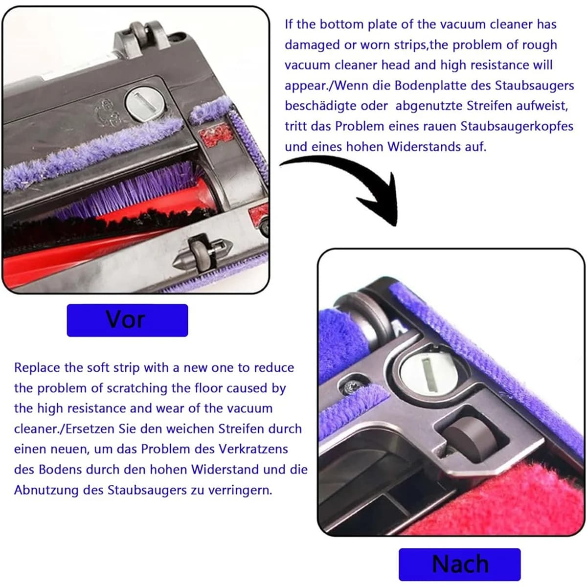 Accessoires en Peluche Douce pour Aspirateur Dyson, Rouleau Souple, Pièces de Rechange, V6 V7 V8 V10