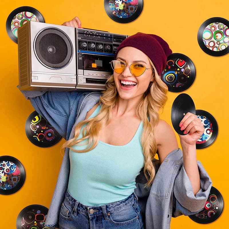 /05/2019 vinyles vierges pour décoration de chambre, décor mural CD, faux disques noirs, 7 pouces, 1
