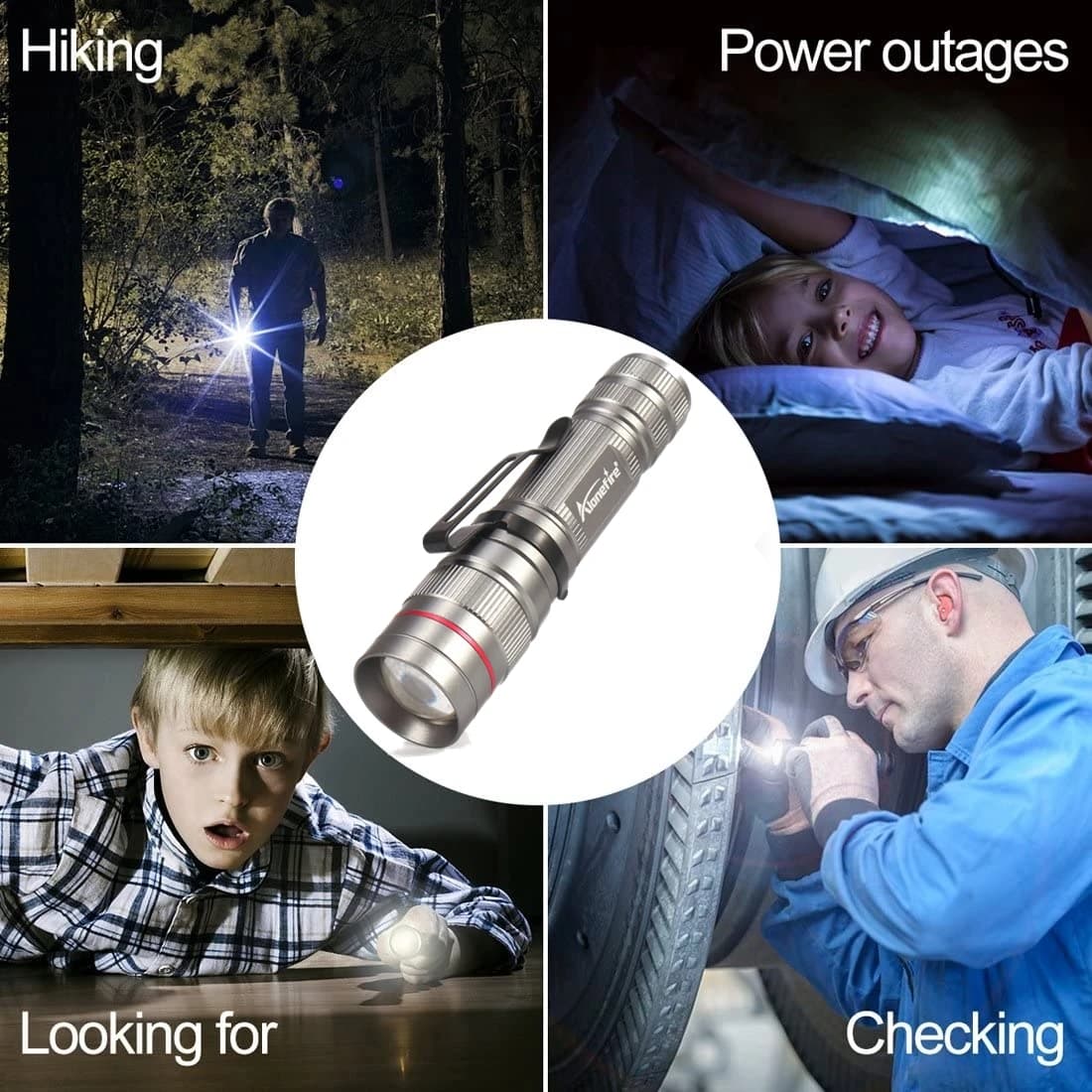 Mini lampe de poche Zoomable 3W, torche Portable, éclairage lumineux, Camping en plein air, randonné