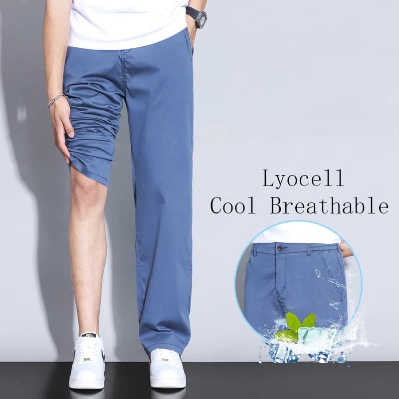 Jeans d'été en tissu Lyocell doux ultra-mince de haute qualité pour hommes, pantalons en denim droit