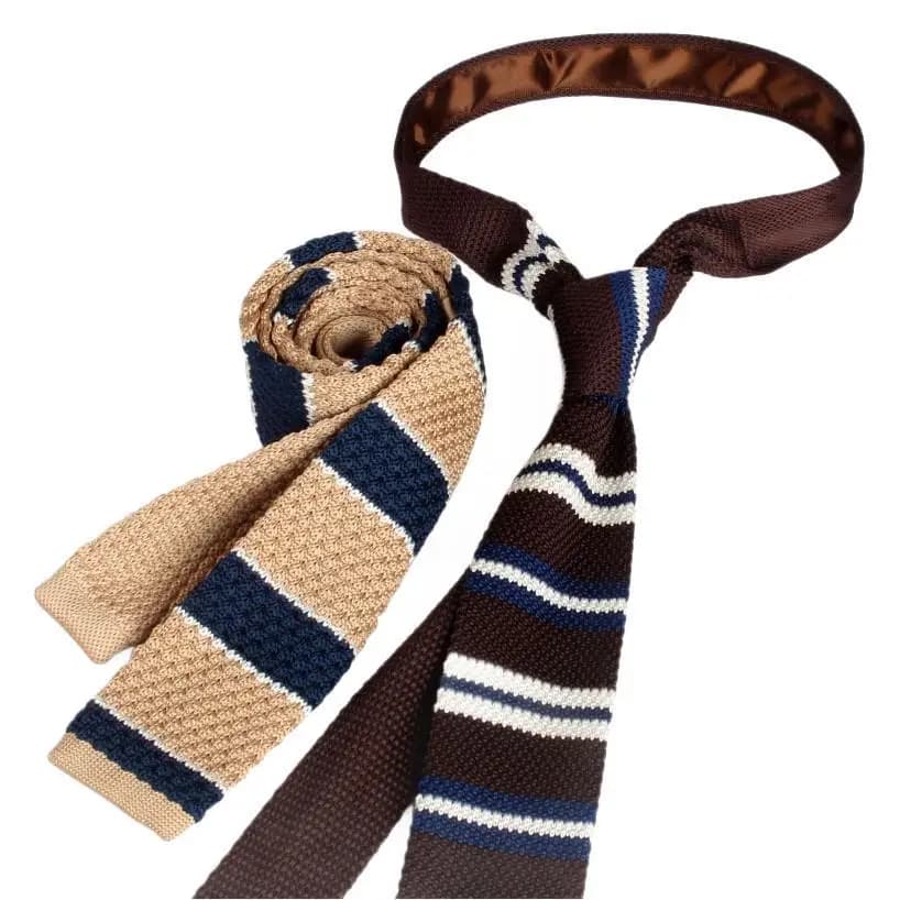 Cravates en tricot rayées pour hommes, cravate étroite rétro en tricot, style coréen, cravate décont