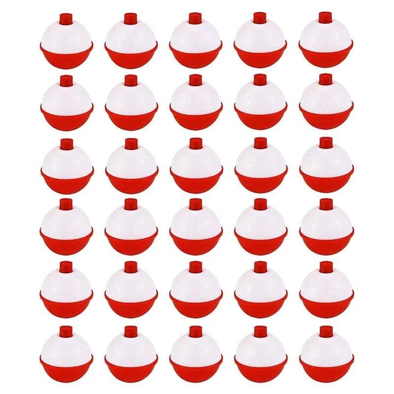 Flotteurs de pêche à bouton-poussoir, flotteurs de pêche à encliqueter, Bobber rouge et blanc, 1 po,