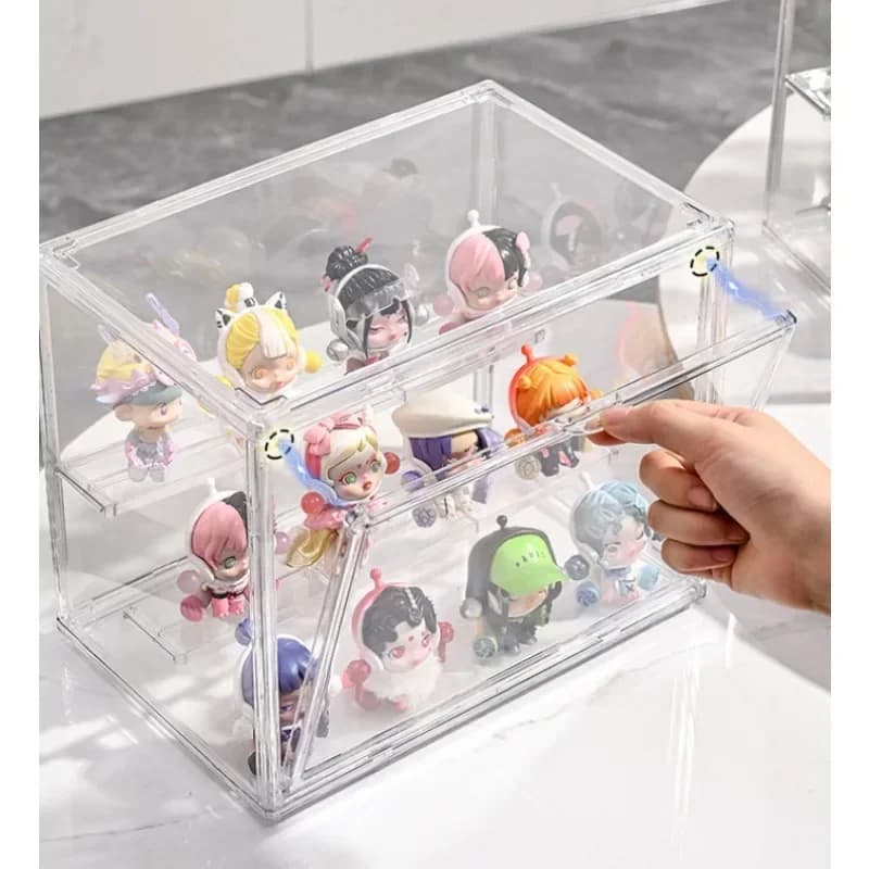 Boîte de rangement transparente en acrylique pour figurines, vitrine pliable pour poupées FigAucklan