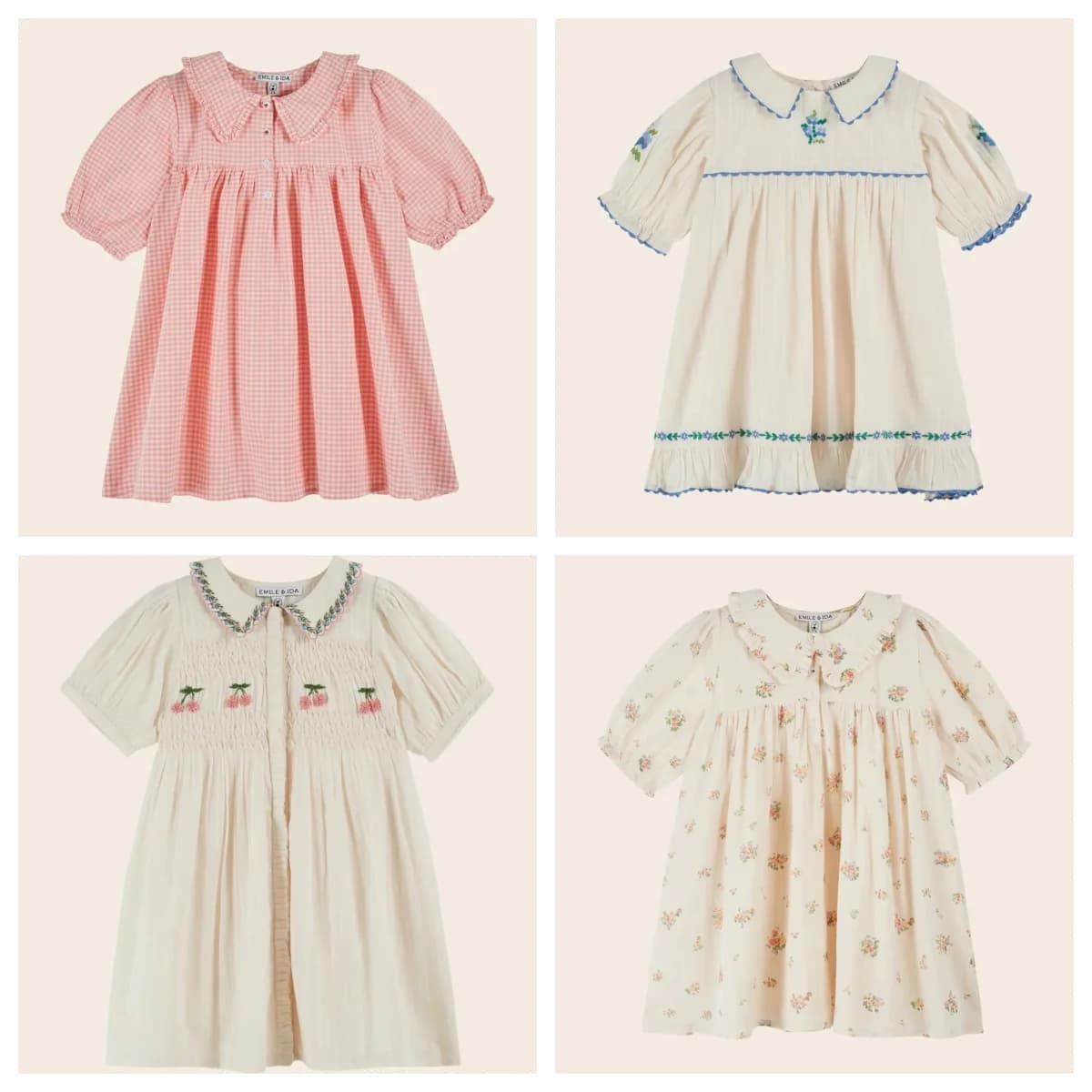 Robe en jean plissée pour fille, broderie florale, manches courtes, style princesse, collection été 