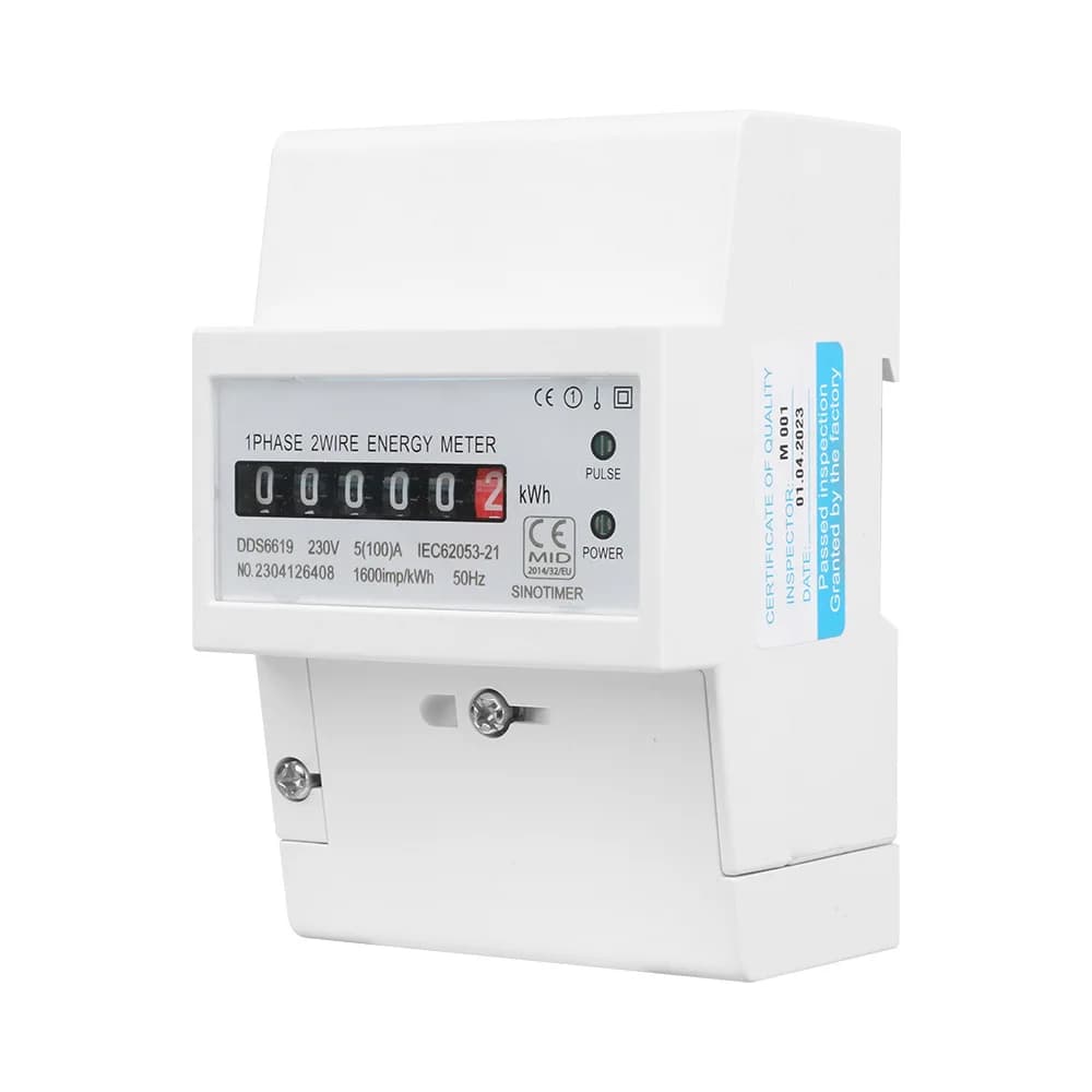 Compteur d'énergie monophasé AC220V 100A pour rail DIN domestique, compteur kWh, indicateur de conso