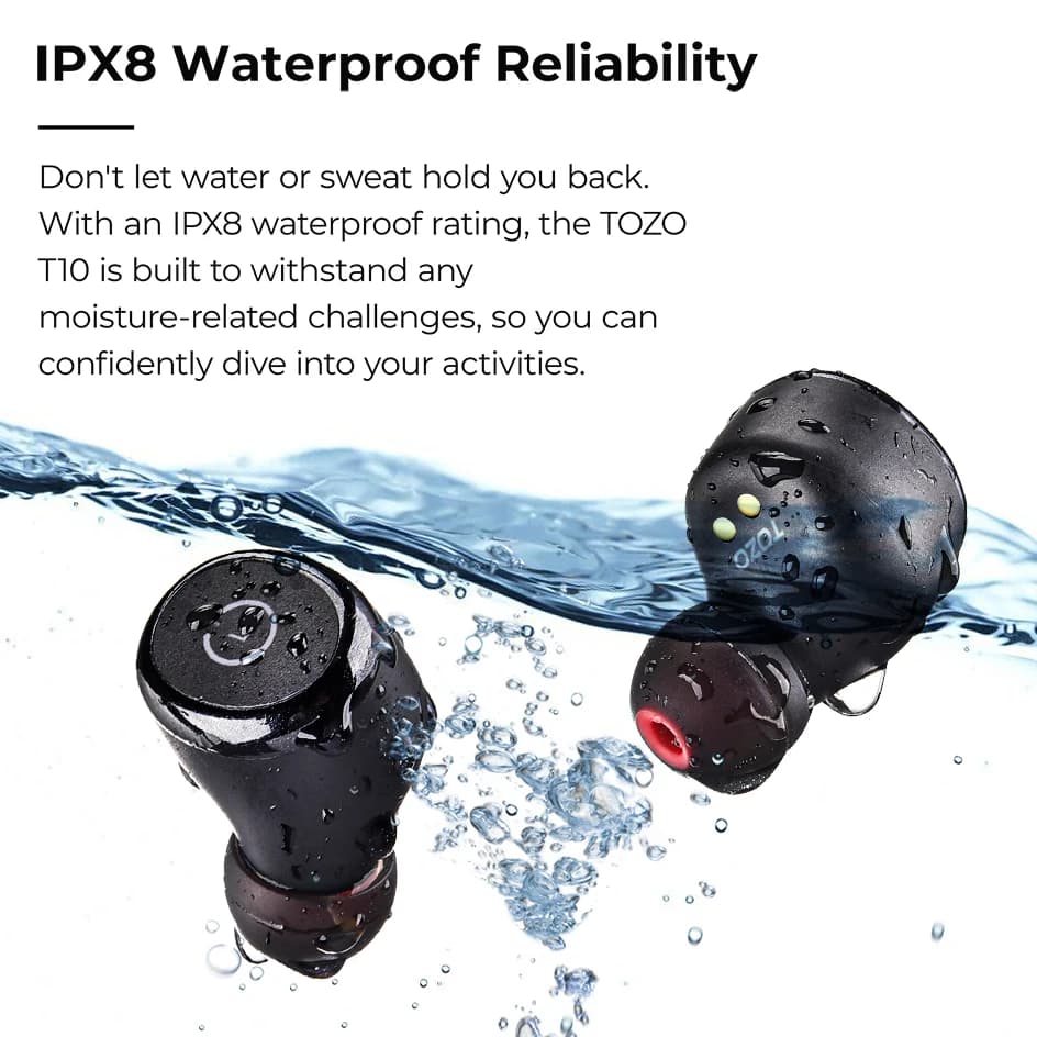 TOZO-Écouteurs sans fil bluetooth 5.3, oreillettes étanches IPX8, appels améliorés AI avec basses pr