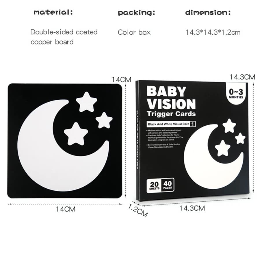 Cartes de Stimulation visuelle pour bébé, carte Flash Montessori à contraste élevé, cadeau pour nour