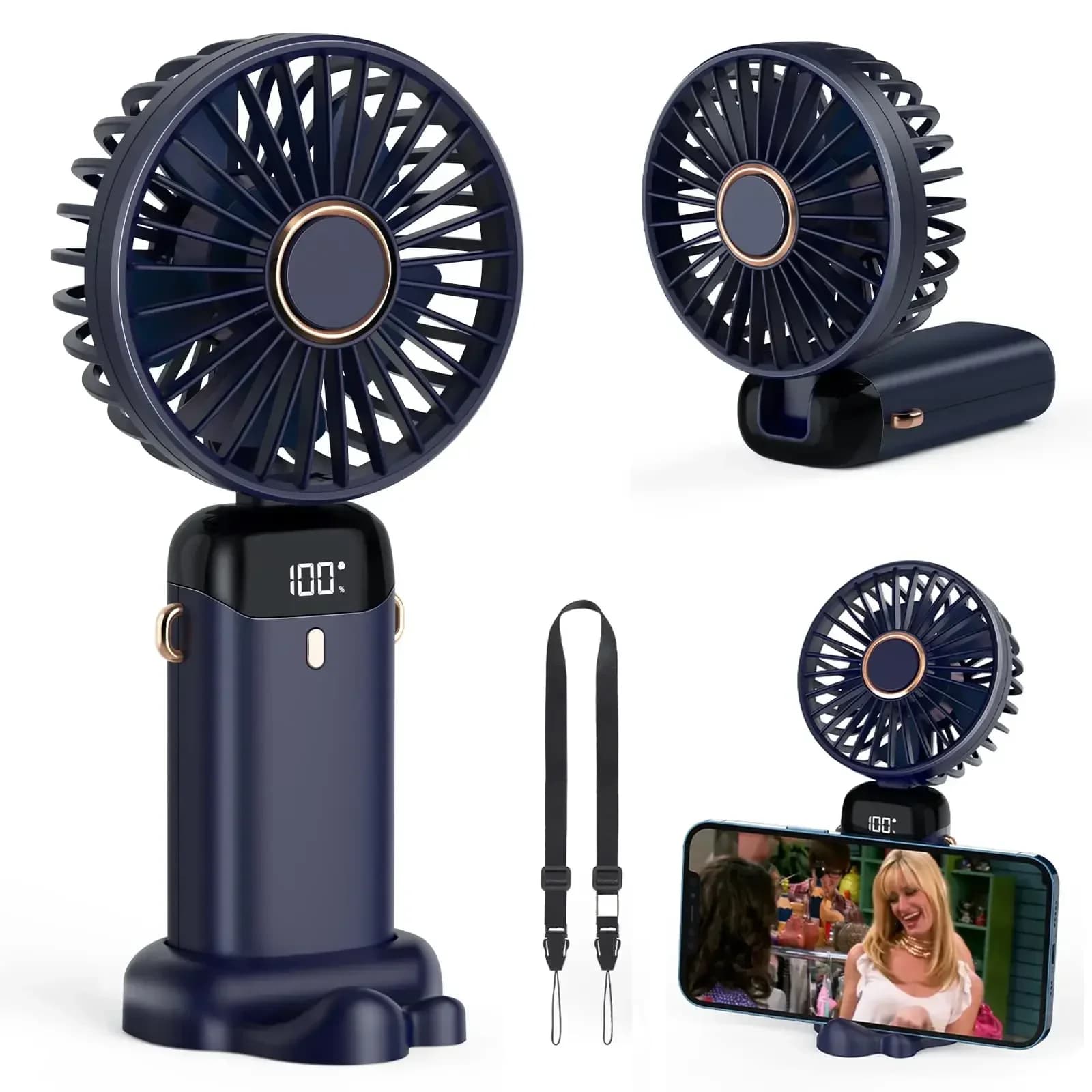 5000mAh Mini ventilateur portatif sans fil USB Rechargeable Portable affichage numérique support pou