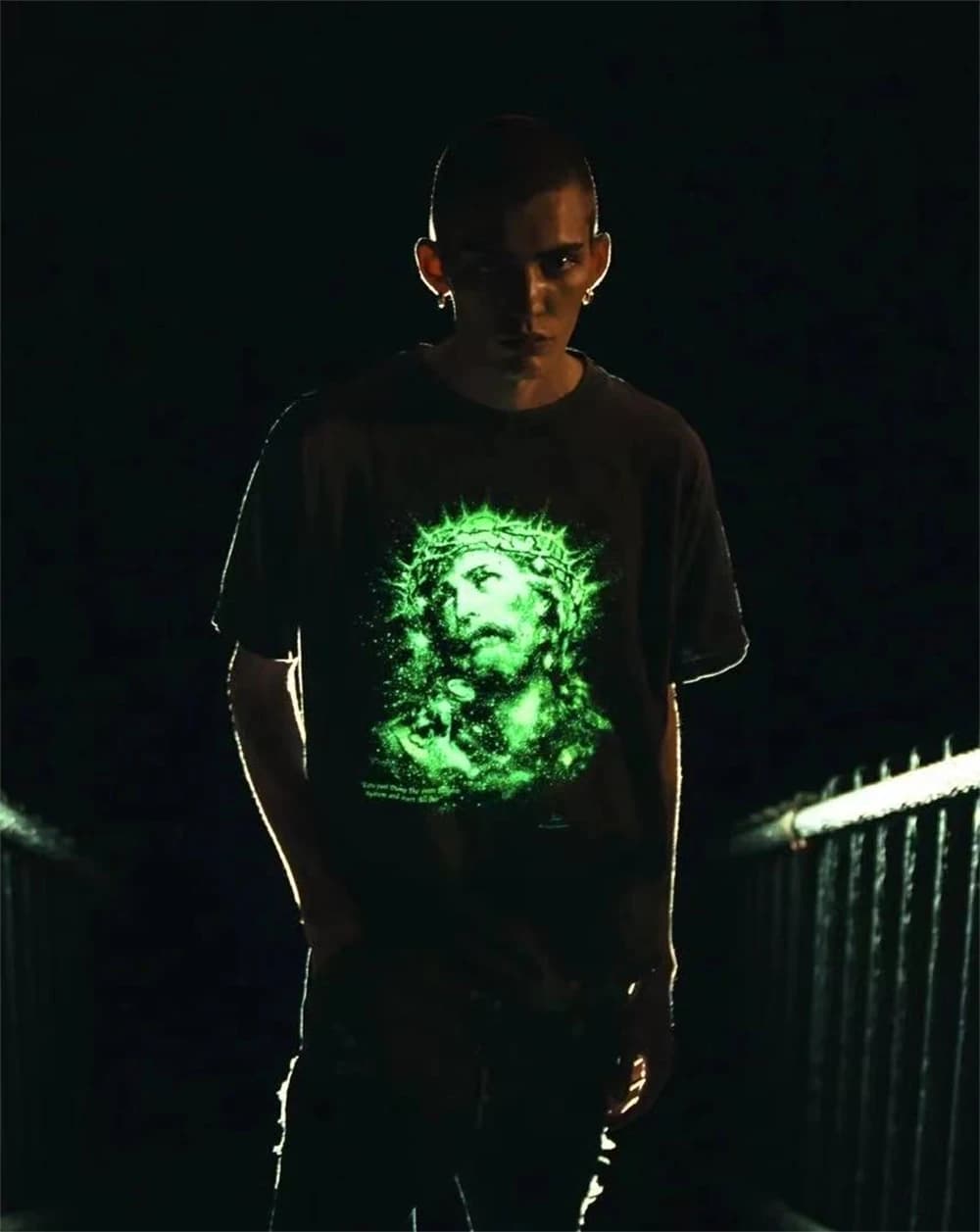 Saint jésus veilleuse Destruction en détresse imprimé à manches courtes T-shirt hommes femmes T peti
