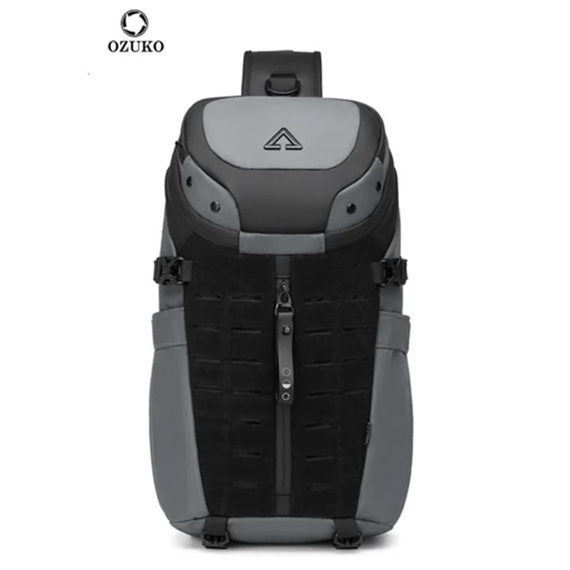 Ozuko-Sac à bandoulière étanche pour homme, sac de poitrine, sac à bandoulière antivol, USB, message