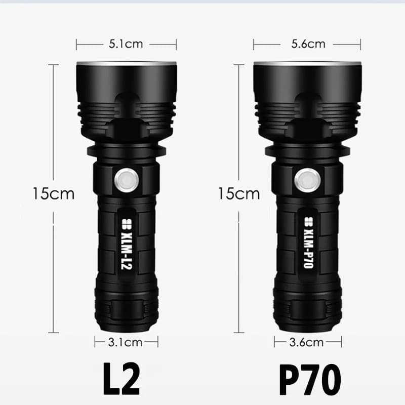 Lampe de poche Led haute puissance Super lumineuse P70, Rechargeable par USB, étanche, batterie 2665
