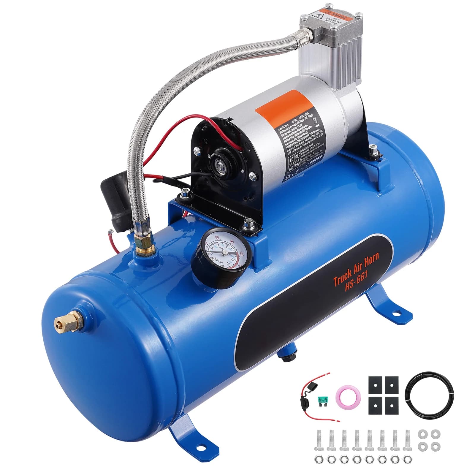 SucceBuy Compresseur d'air 12 V avec réservoir 1,6 gallons/6 L 120 psi Système de compresseur d'air 