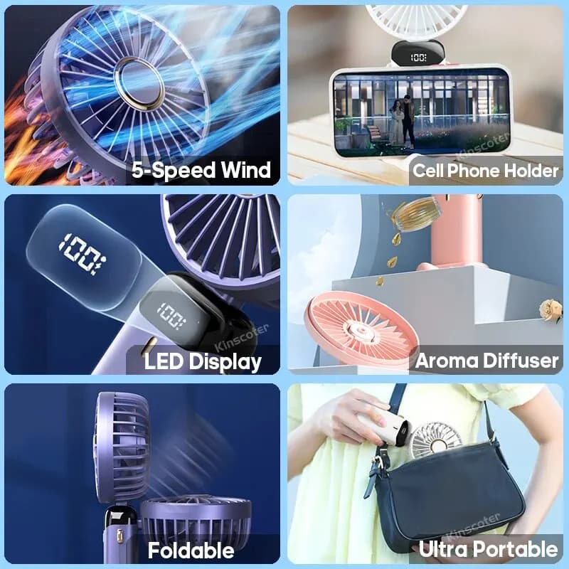 Mini ventilateur portatif pliable USB, ventilateurs suspendus au cou, ventilateur Rechargeable à 5 v