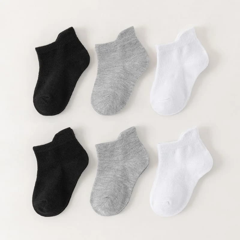 6 paires de chaussettes pour enfants, chaussettes blanches pour bébés garçons et filles