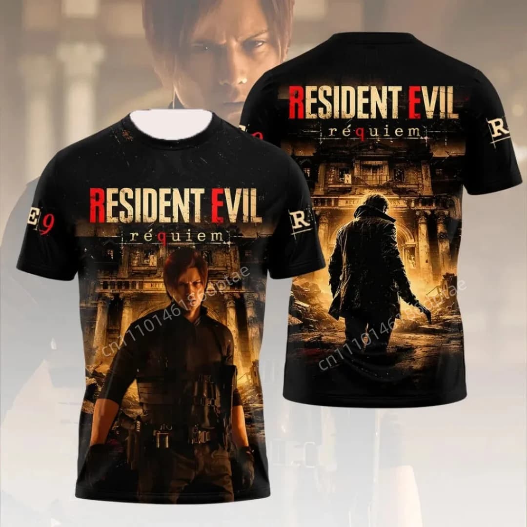 T-shirt graphique Resident Evil 9 Requiem Leon Kennedy pour hommes, vêtements imprimés en 3D pour fa