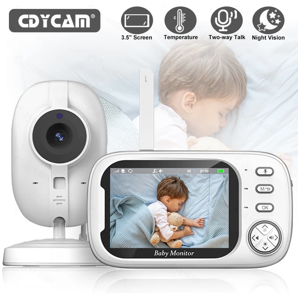 Moniteur bébé 3,5 pouces, vidéo sans fil, Vision nocturne, surveillance de la température, sans WiFi