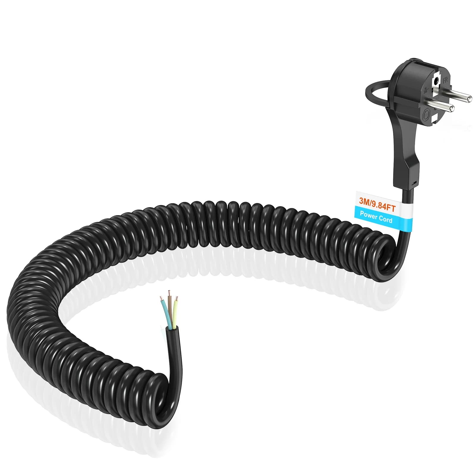Câble d'extension 3/5/7/10M avec prise Schuko Extra plate, câble en spirale de connexion extensible,