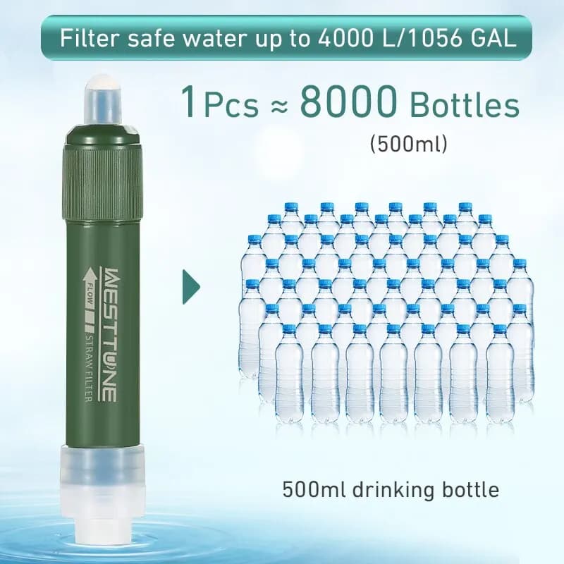 TUP ensemble de paille en plein air mini filtre purificateur d'eau de purification de survivre ou de